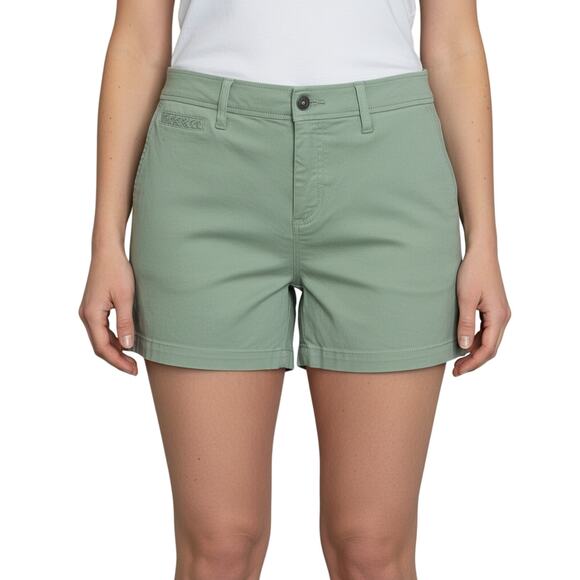 Market & Spruce Women's Green Chino Shorts Size 16 NWT Cotton Stretch Casual - Picture 1 of 8